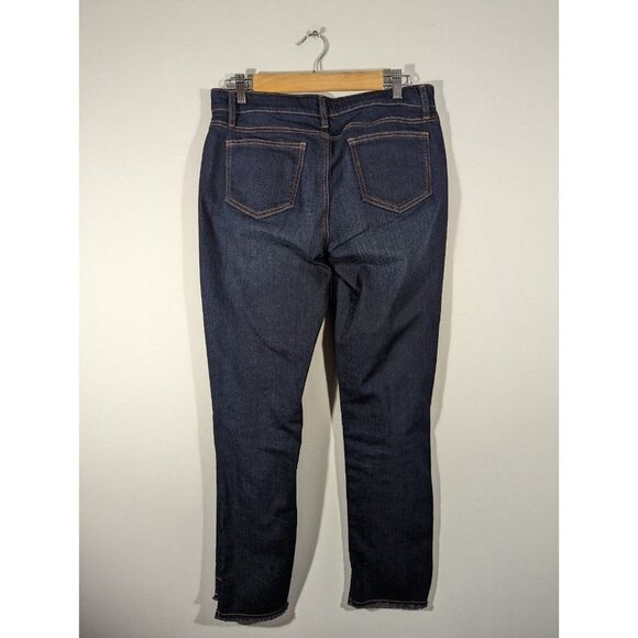 Eileen Fisher Jeans Women Sz 8 Raw Hem Blue Straight Leg Mid Rise Denim Pants - Picture 2 of 6